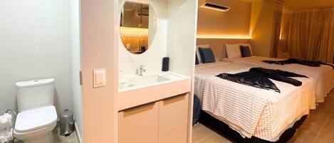 Secador de pelo, toallas