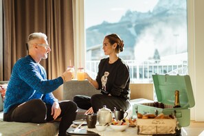 Dining - Holiday Apartment in a Hotel 'Apartment Relax' with Mountain View, Shared Garden and Wi-Fi (Sesto)