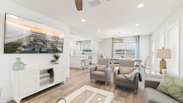 Smart TV, video games, foosball, books