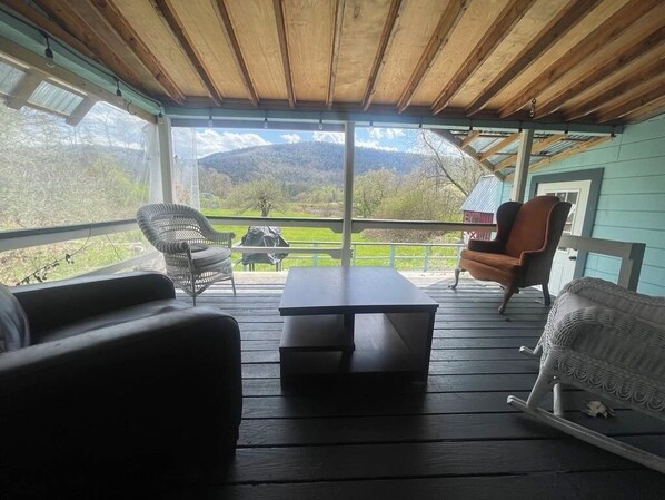 Terrace/patio - One of a kind spacious house located on the East Branch of Delaware riverfront (Downsville)