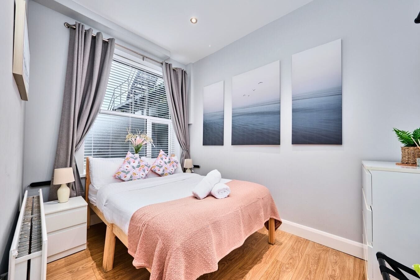 1 bedroom, desk, iron/ironing board, travel cot