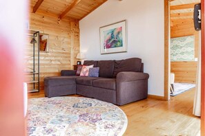 TV, caminetto, libri