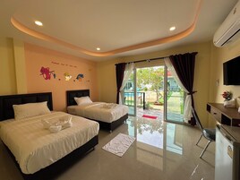 ベーシック ツインルーム 1 ベッドルーム | 遮光カーテン、可動式ベッド、WiFi (無料)、ベッドシーツ