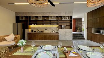 Signature Villa, 2 Bedrooms, Hot Tub | Private kitchen | Fridge, microwave, stovetop, coffee/tea maker