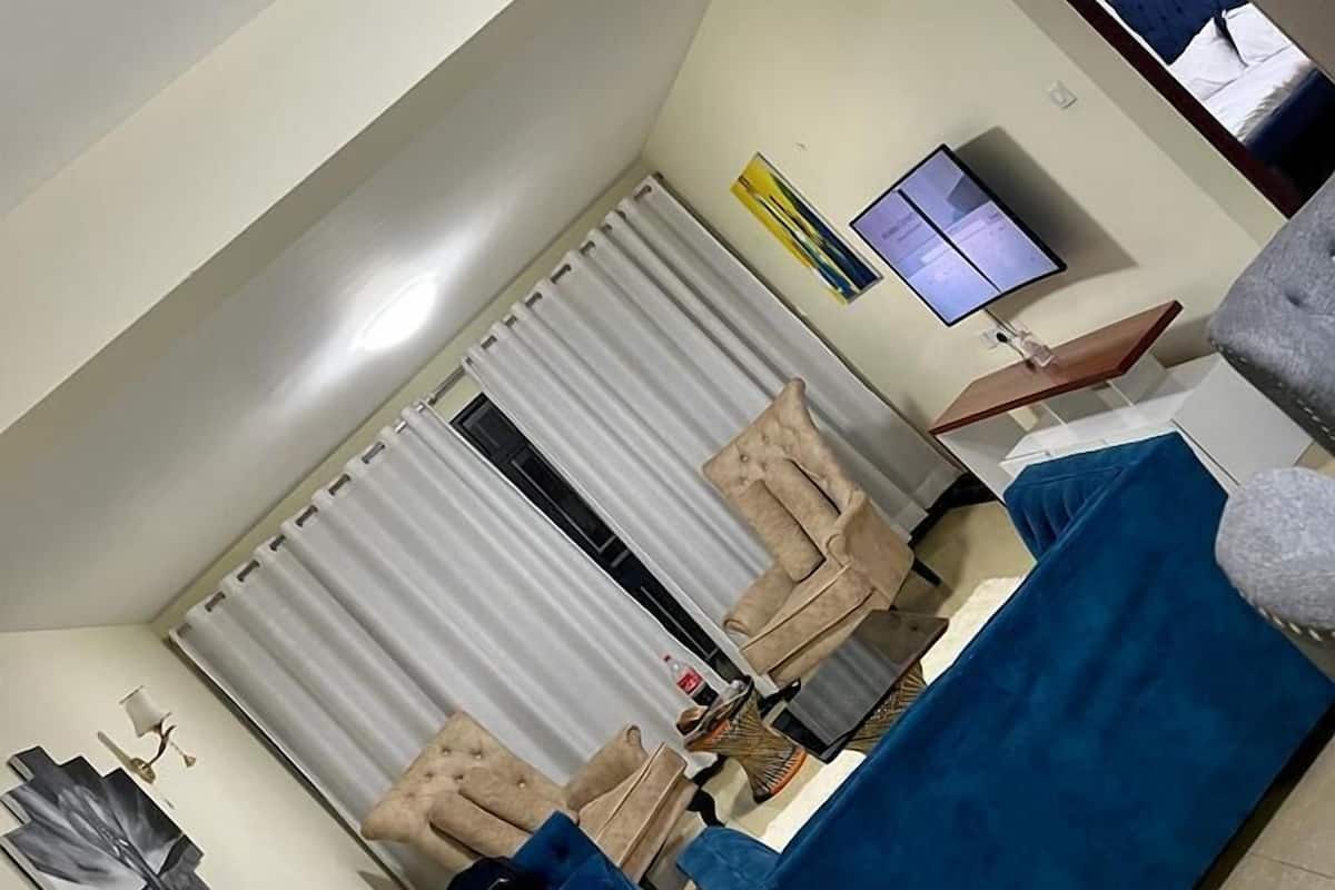 Business Apartment | Living area | 32-inch Smart TV with digital channels