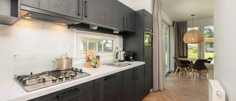 Fridge, microwave, dishwasher, high chair