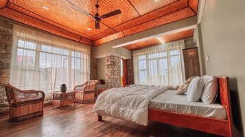 Premium Cottage Room with Mountain View | Desk, laptop workspace, bed sheets