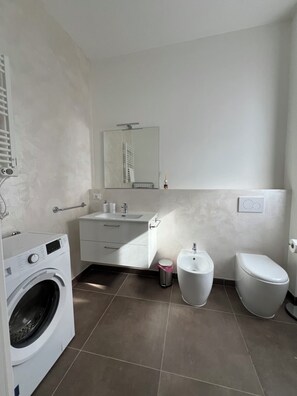 Ducha, secador de pelo, bidé y toallas