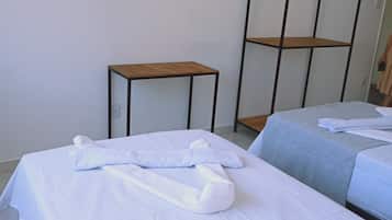 Desk, free WiFi, bed sheets