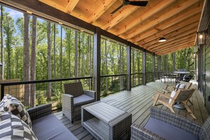 Terrace/patio - Colorscape | Bright 4BR Mountain Retreat w/ Hot Tub, Ping Pong & Biltmore Pass (Mills River)
