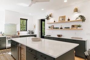 Fridge, microwave, coffee/tea maker, toaster - Colorscape | Bright 4BR Mountain Retreat w/ Hot Tub, Ping Pong & Biltmore Pass (Mills River)