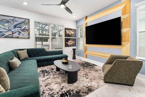 Smart TV, table football, stereo, offices
