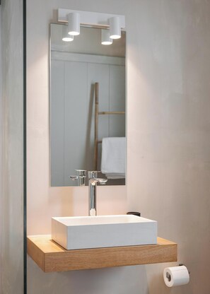 Shower, eco-friendly toiletries, hair dryer, towels