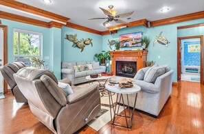 TV, bøker og stereoanlegg