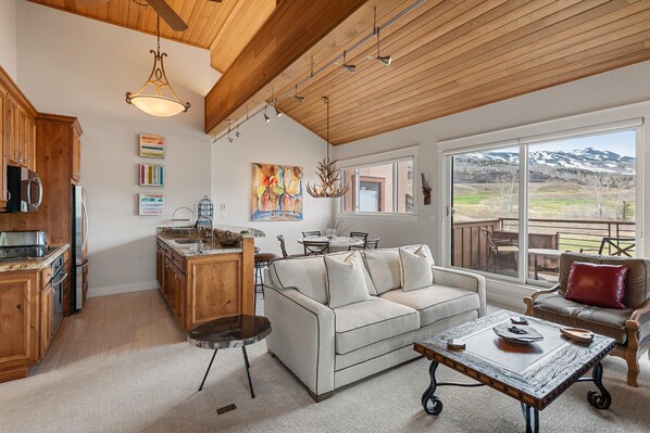 Smart TV, fireplace, stereo