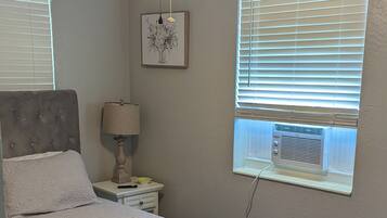 2 bedrooms, desk, iron/ironing board, travel crib