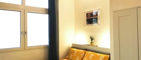 1 bedroom, desk, iron/ironing board, travel cot