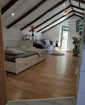 1 slaapkamer, een strijkplank/strijkijzer, wifi, beddengoed