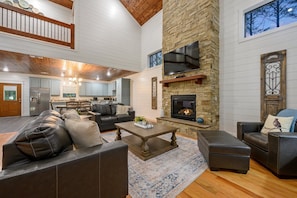 TV, fireplace