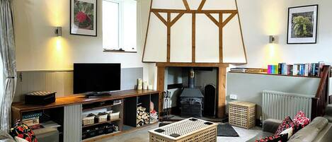 Fernseher, Kamin, DVD-Player