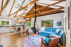 TV, caminetto, studio