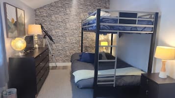 2 bedrooms, desk, iron/ironing board, travel cot