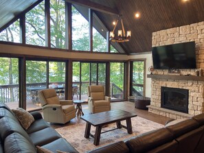 Smart TV, fireplace, video games