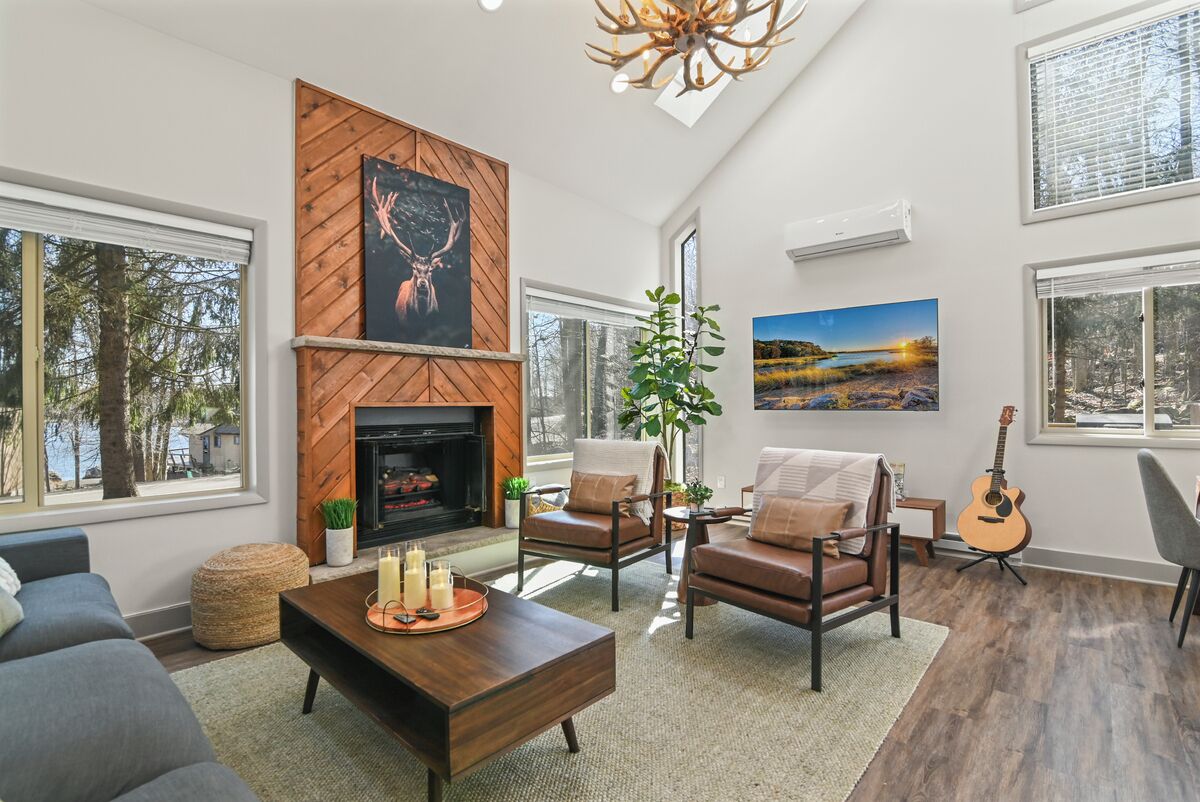 Smart TV, fireplace, video games, books