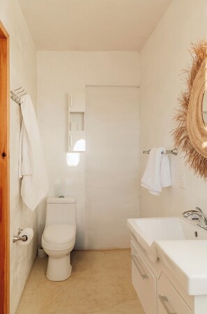 Dusche, Handtücher, Seife, Shampoo