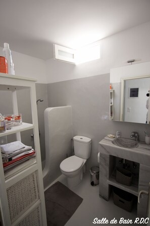 Regadera, secadora de cabello, toallas, jabón