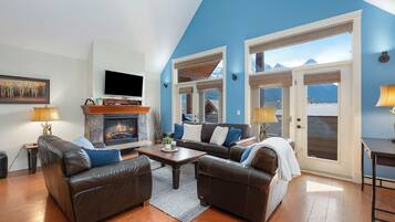 TV, fireplace, video games, DVD player