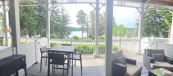 Premier View and Patio Overlooking Elkhart Lake! Two minute walk to bars/dining!