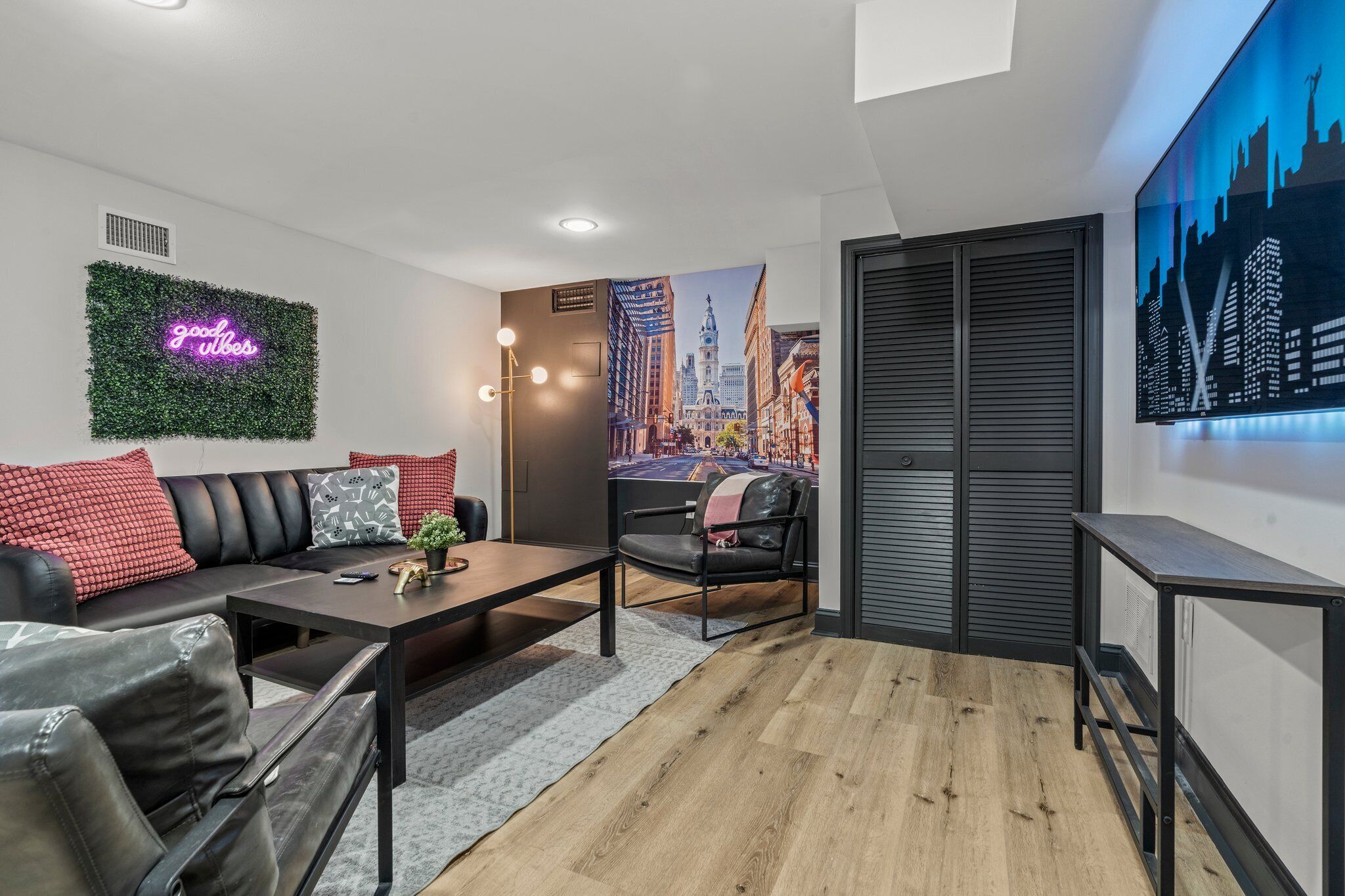 TV, fireplace, video games, books