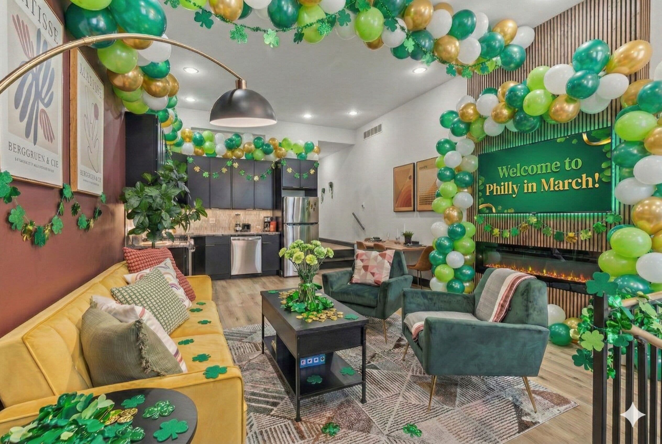 TV, lareira, videogames, livros