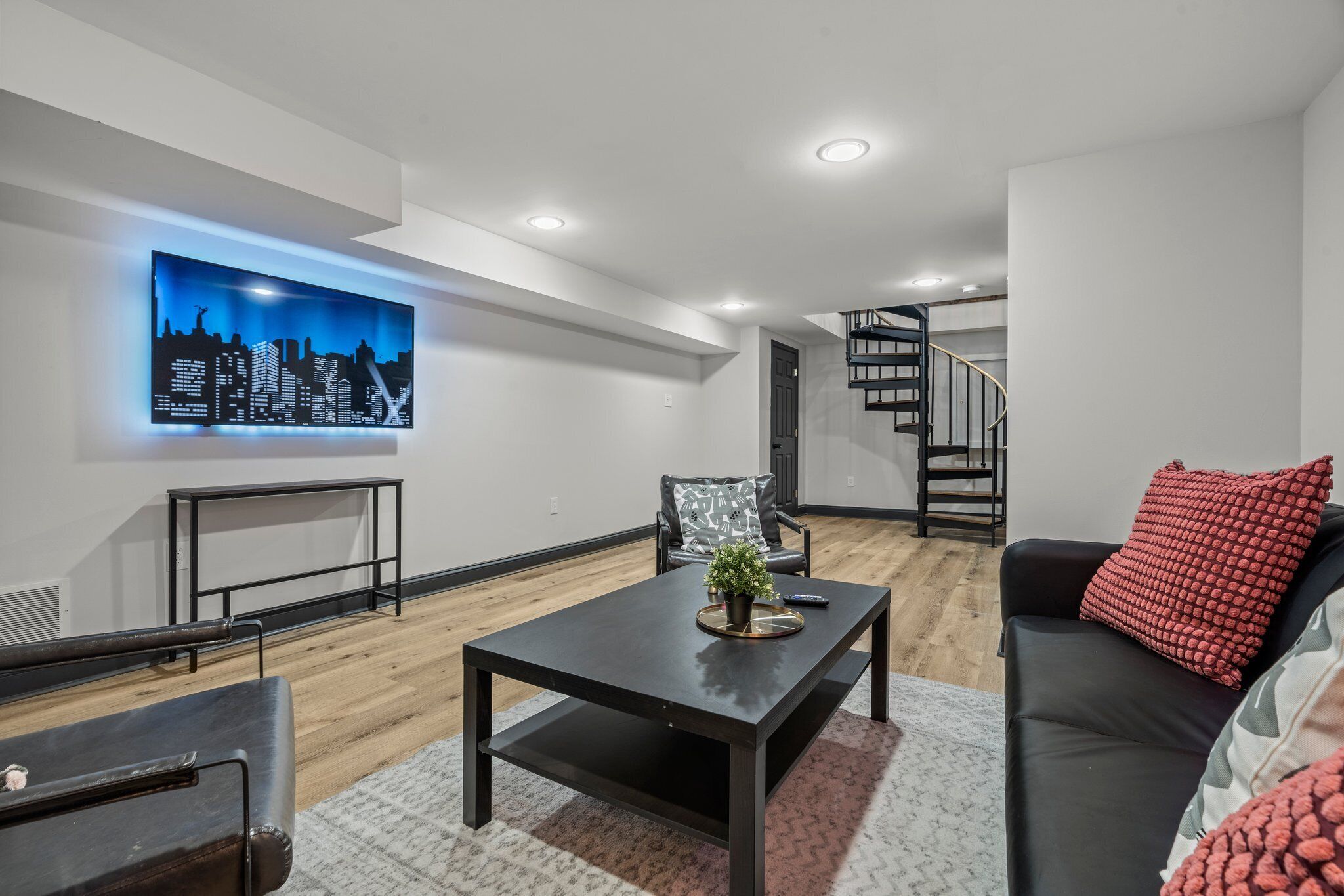 TV, fireplace, video games, books