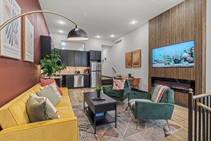 TV, fireplace, video games, books