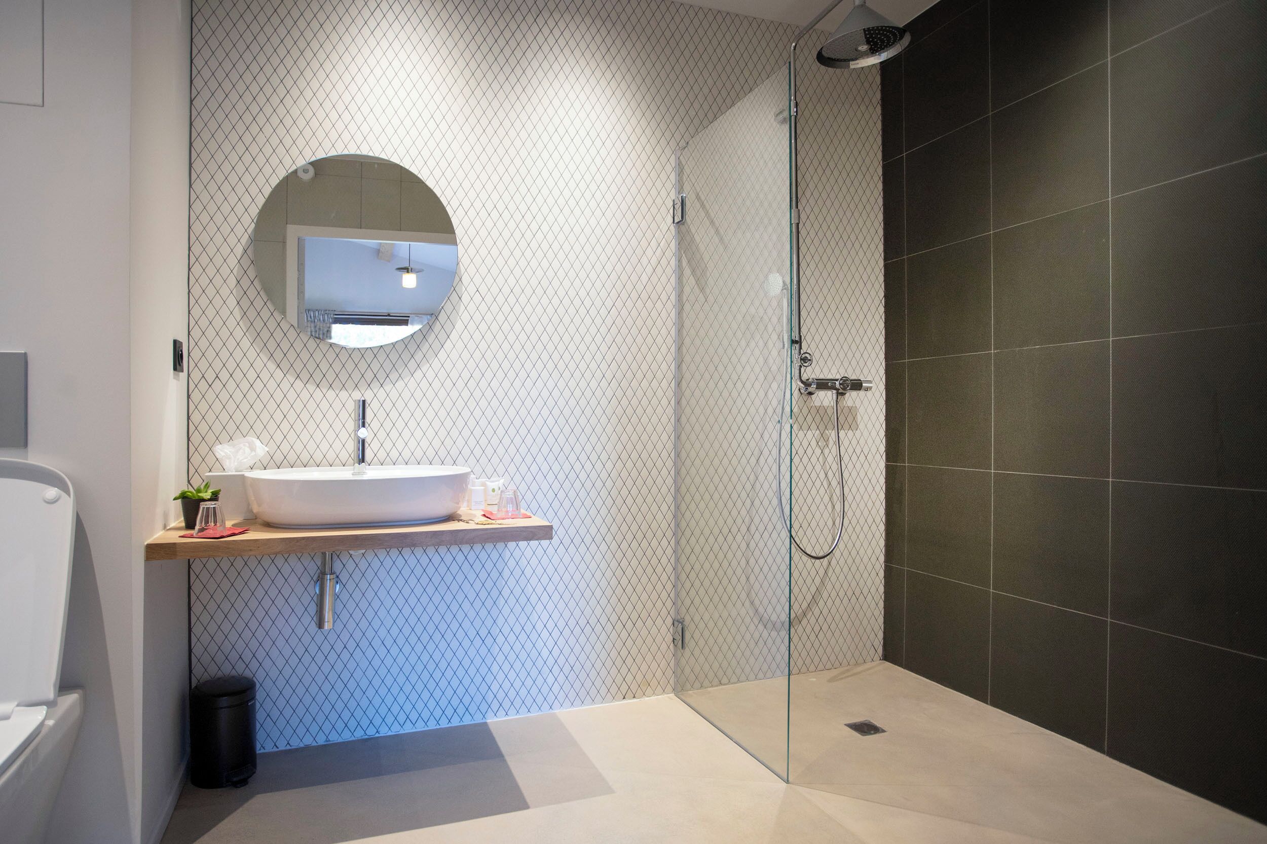 Klassieke kamer, uitzicht op tuin | Badkamer | Een douche, een haardroger, badjassen, handdoeken