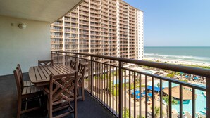 Outdoor dining - Oceanfront Oasis: 2BR 2BA Condo with Stunning Views (North Myrtle Beach)
