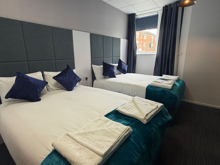 Deluxe Twin Room, 2 Double Beds, Non Smoking, Ensuite | Desk, iron/ironing board, free WiFi, bed sheets