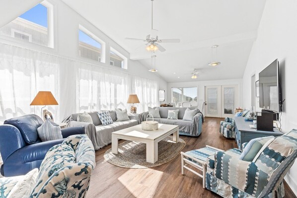 Living area - Blue Water Retreat - 5706 W Beach Drive- Coastal Vacation Resorts (Oak Island)