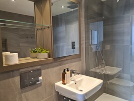 Soffione a pioggia, asciugacapelli, asciugamani, sapone