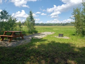 Outdoor dining - Tent and RV site #1 on the James River at Stark Ranch Resort Site (James River Bridge)