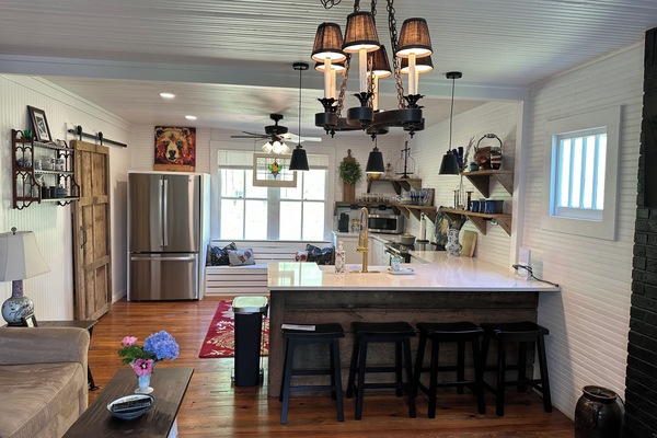 Smart TV, fireplace, DVD player, video library