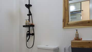 Shower, free toiletries, bidet, soap