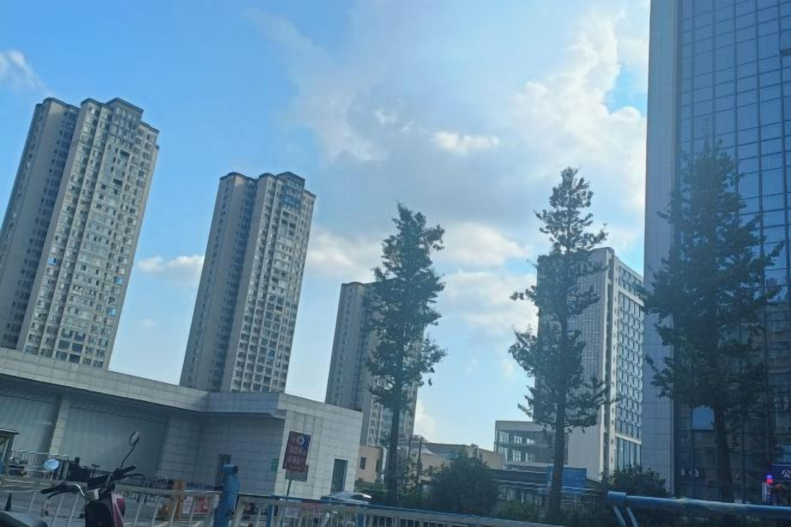 Un horizonte urbano con edificios altos y árboles.