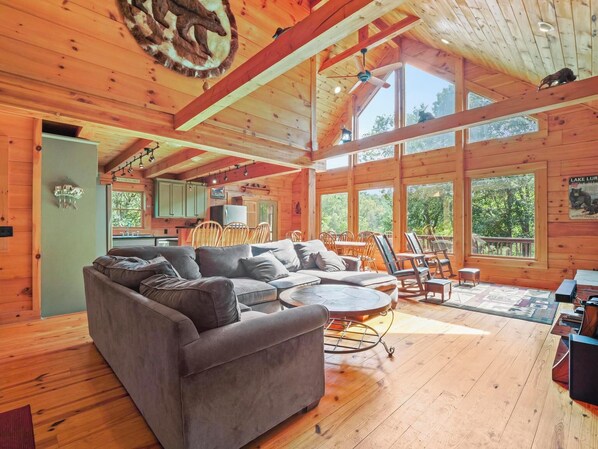 TV connectée, cheminée, lecteur de DVD, baby-foot