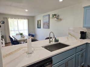 Fridge, microwave, oven, stovetop - Beachy Vibe - 2 Decks - Huge Bunk Room for Kids - Near Moody Gardens & Beach   (Galveston)