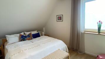 1 bedroom, desk, iron/ironing board, travel cot