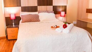 Down comforters, iron/ironing board, free WiFi, bed sheets