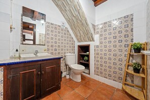 Shower, hair dryer, towels - Country House 'Benjamin' with Lake View, Private Pool and Wi-Fi (Deltebre)